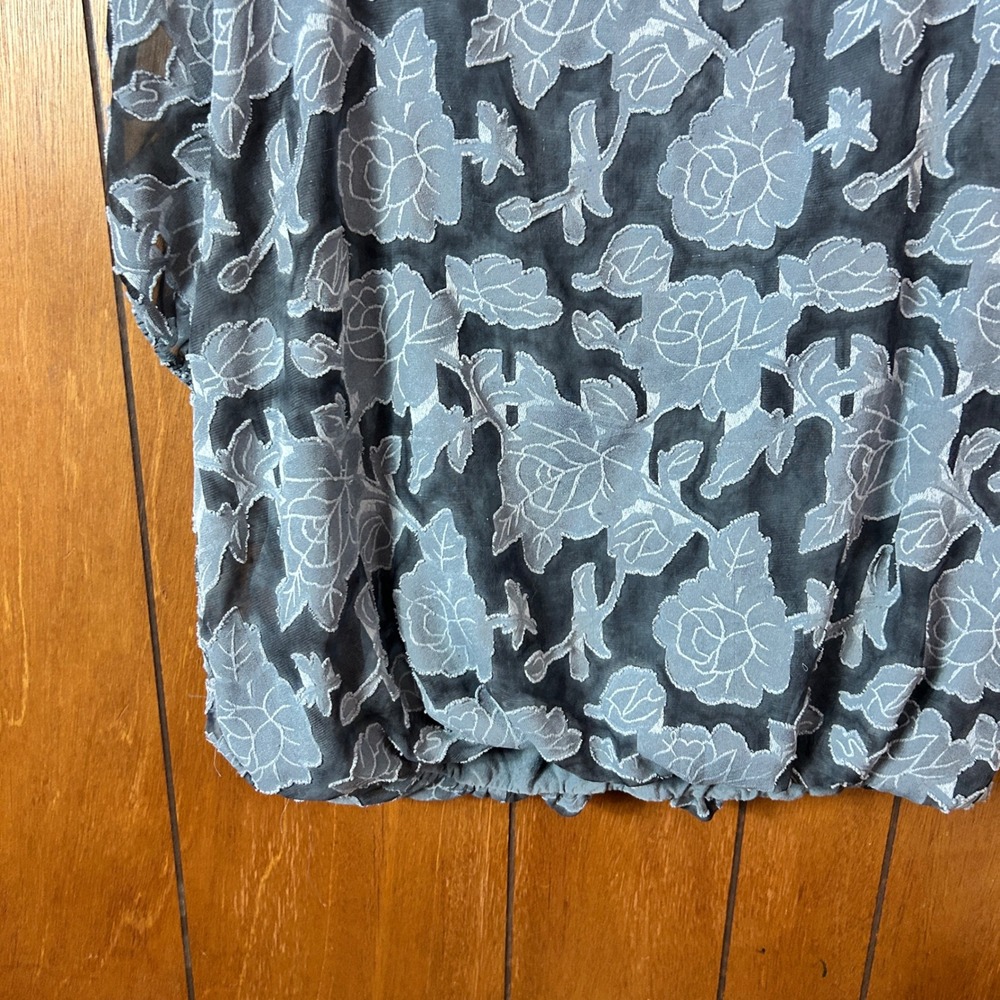 Bellambra Made in Italy Sheer Floral Lace Overlay Top Blouse Size L - Picture 3 of 7